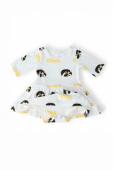 Iowa White Tigerhawk 3/4 Sleeve Twirl Bodysuit-Mila & Rose ®