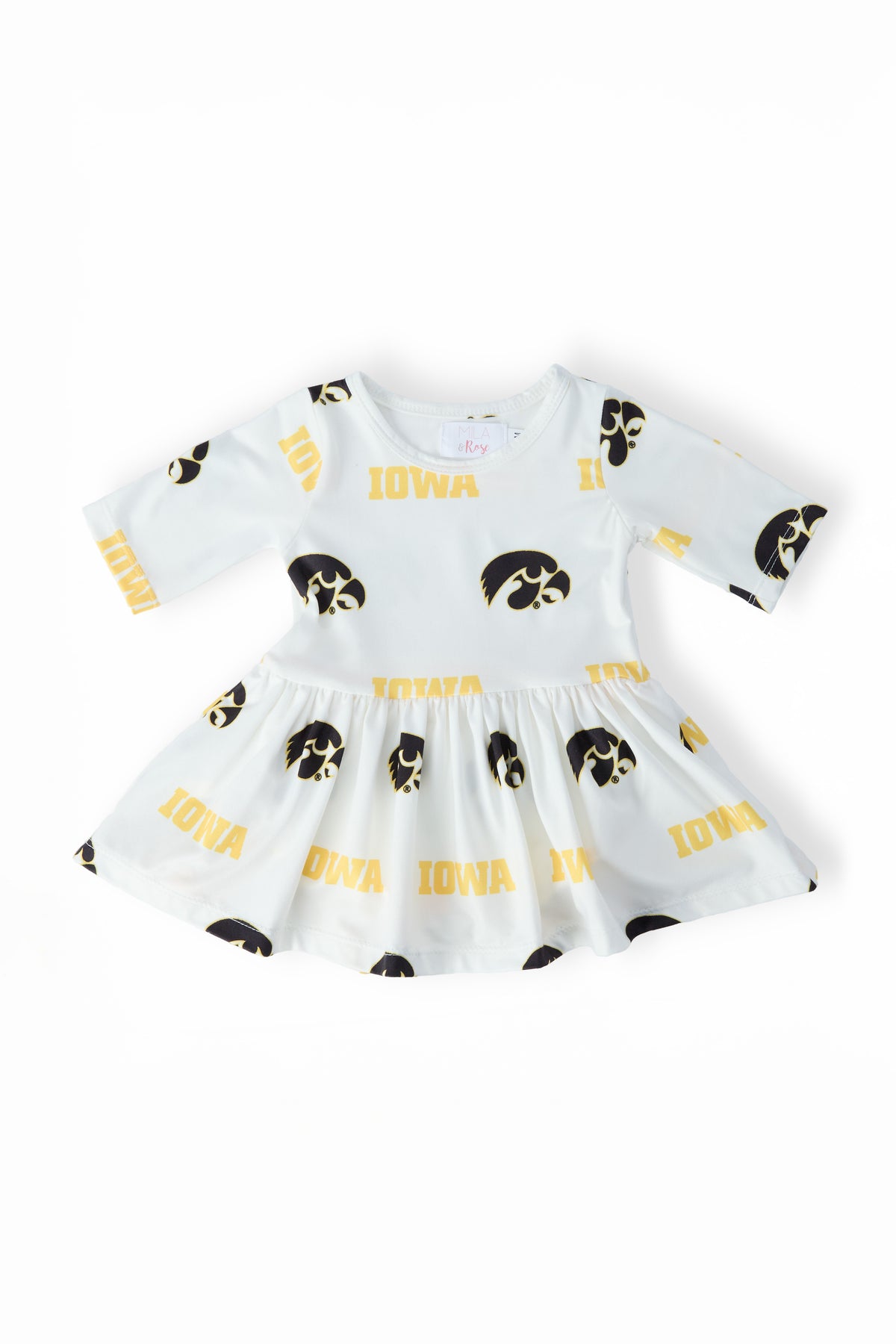 Iowa White Tigerhawk 3/4 Sleeve Twirl Bodysuit-Mila & Rose ®