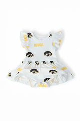 Iowa White Tigerhawk S/S Flutter Twirl Bodysuit-Mila & Rose ®