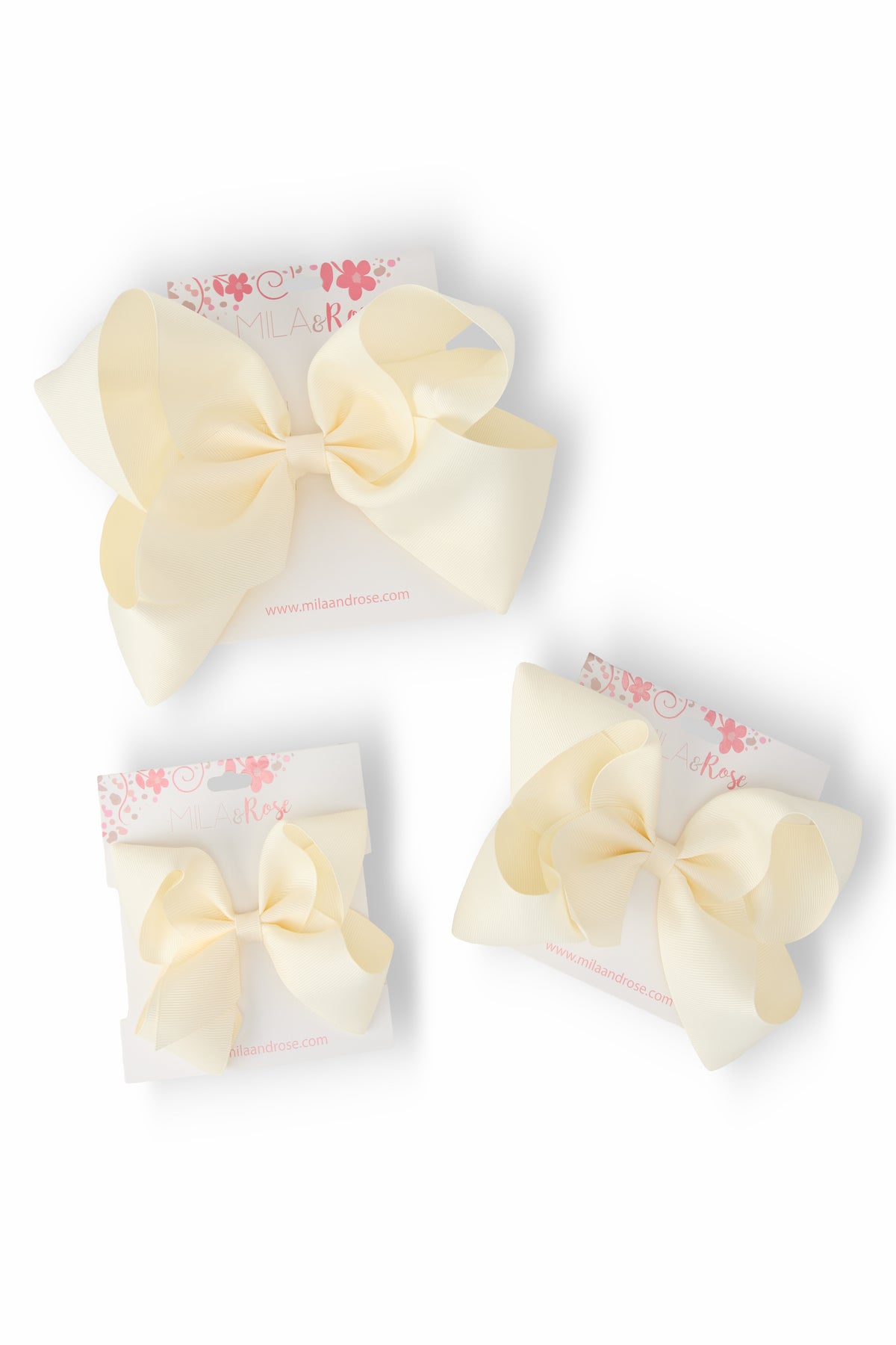 Ivory Grosgrain Hair Bow-Mila & Rose ®