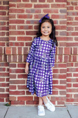 JMU Plaid Duke Dog 3/4 Sleeve Pocket Twirl Dress-Mila & Rose ®