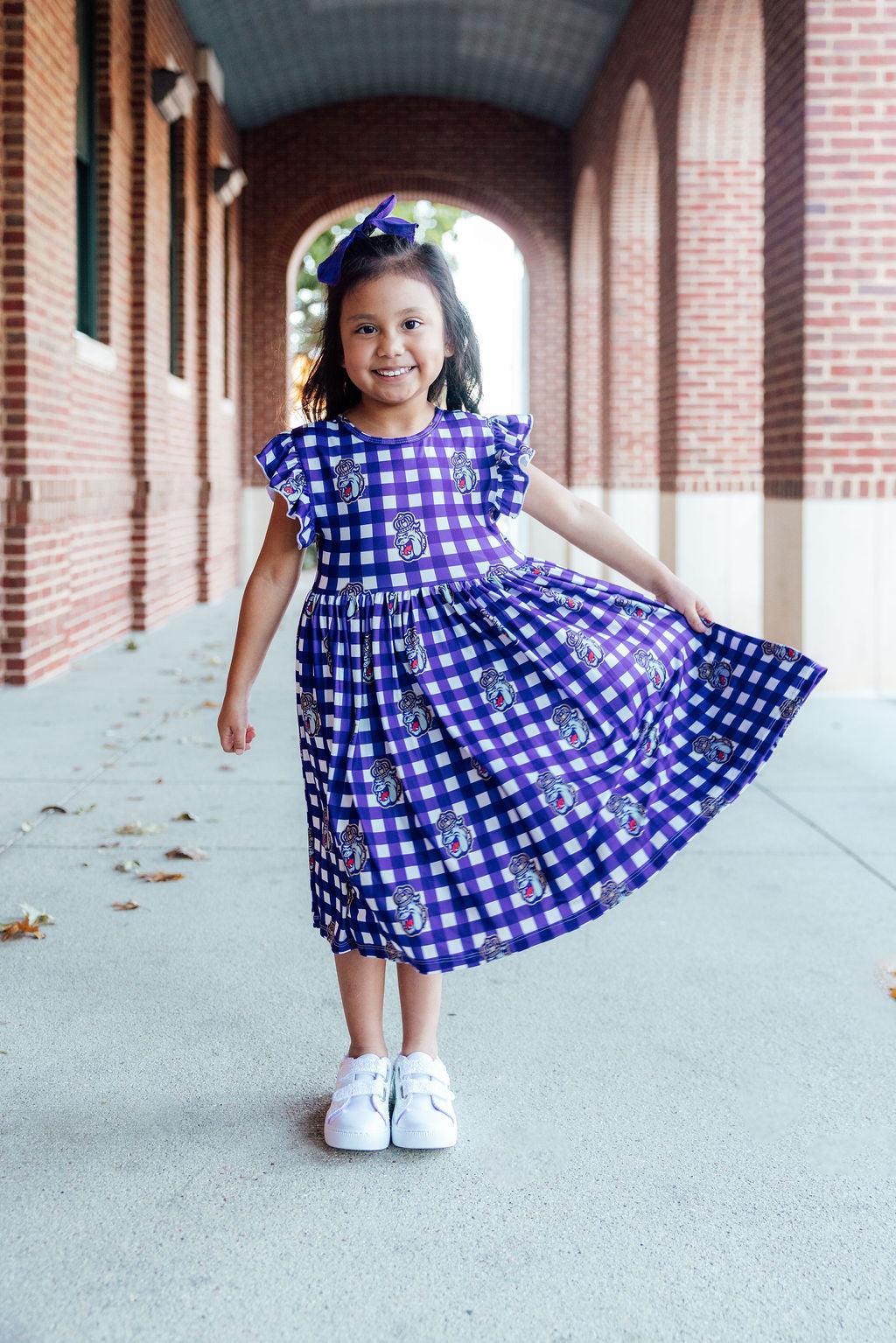 JMU Plaid Duke Dog Flutter Twirl Dress-Mila & Rose ®