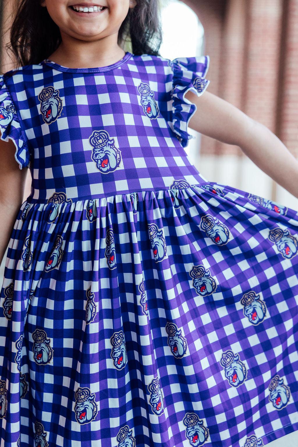JMU Plaid Duke Dog Flutter Twirl Dress-Mila & Rose ®