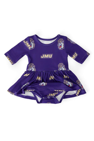 JMU Purple Duke Dog 3/4 Sleeve Twirl Bodysuit-Mila & Rose ®