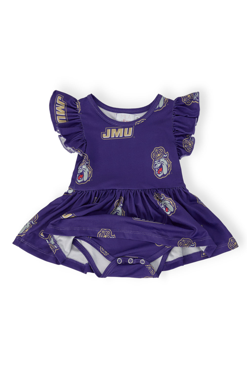 JMU Purple Duke Dog S/S Flutter Twirl Bodysuit-Mila & Rose ®
