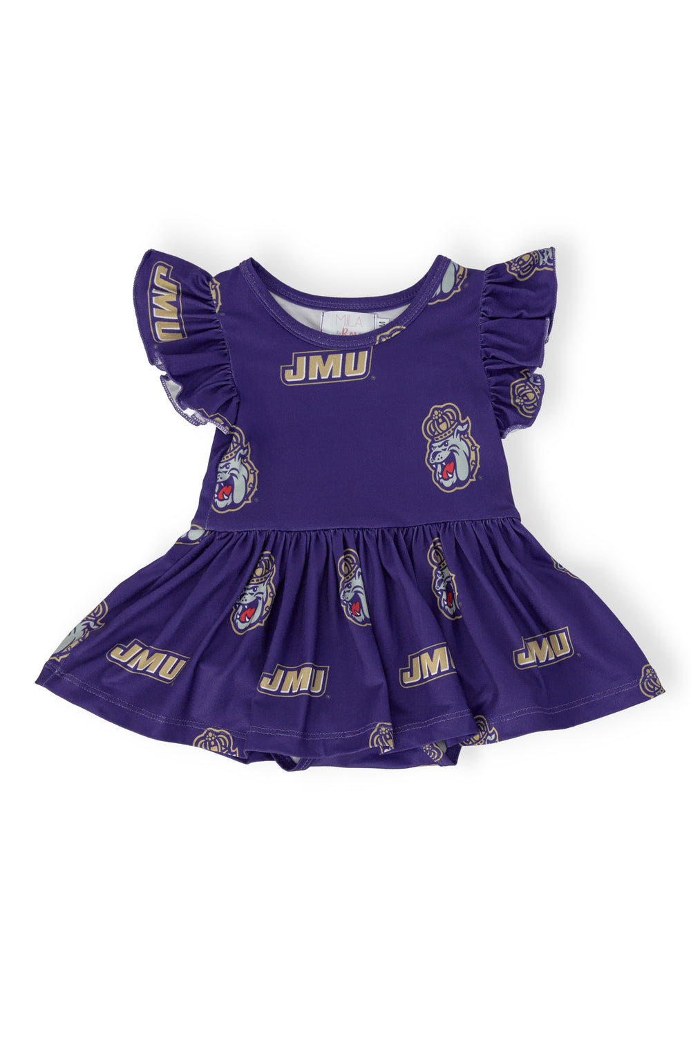 JMU Purple Duke Dog S/S Flutter Twirl Bodysuit-Mila & Rose ®