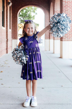 JMU Purple Duke Dog Flutter Twirl Dress-Mila & Rose ®