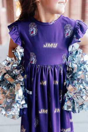 JMU Purple Duke Dog Flutter Twirl Dress-Mila & Rose ®