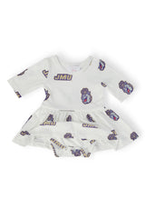 SALE JMU White Duke Dog 3/4 Sleeve Twirl Bodysuit-Mila & Rose ®