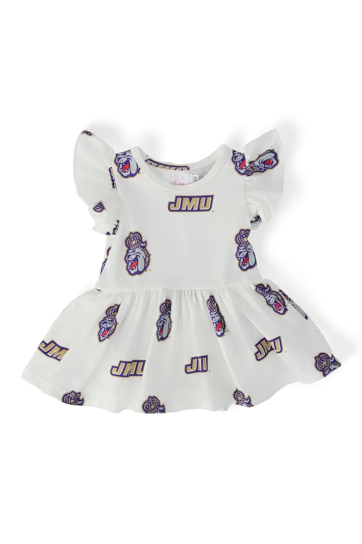 JMU White Duke Dog S/S Flutter Twirl Bodysuit-Mila & Rose ®