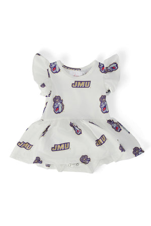 JMU White Duke Dog Flutter Twirl Bodysuit-Mila & Rose ®