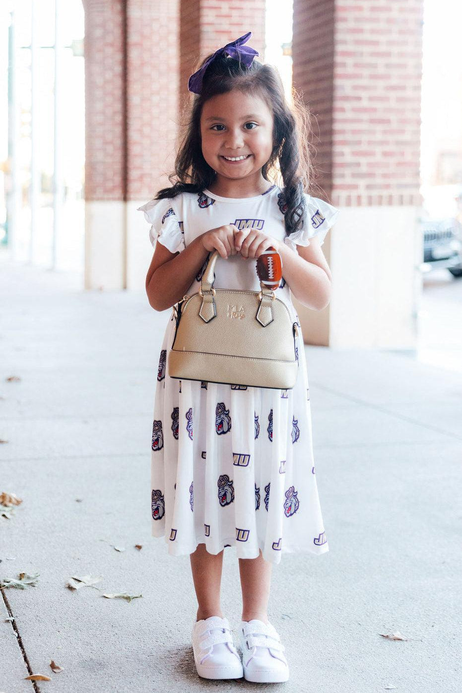 JMU White Duke Dog Flutter Twirl Dress-Mila & Rose ®