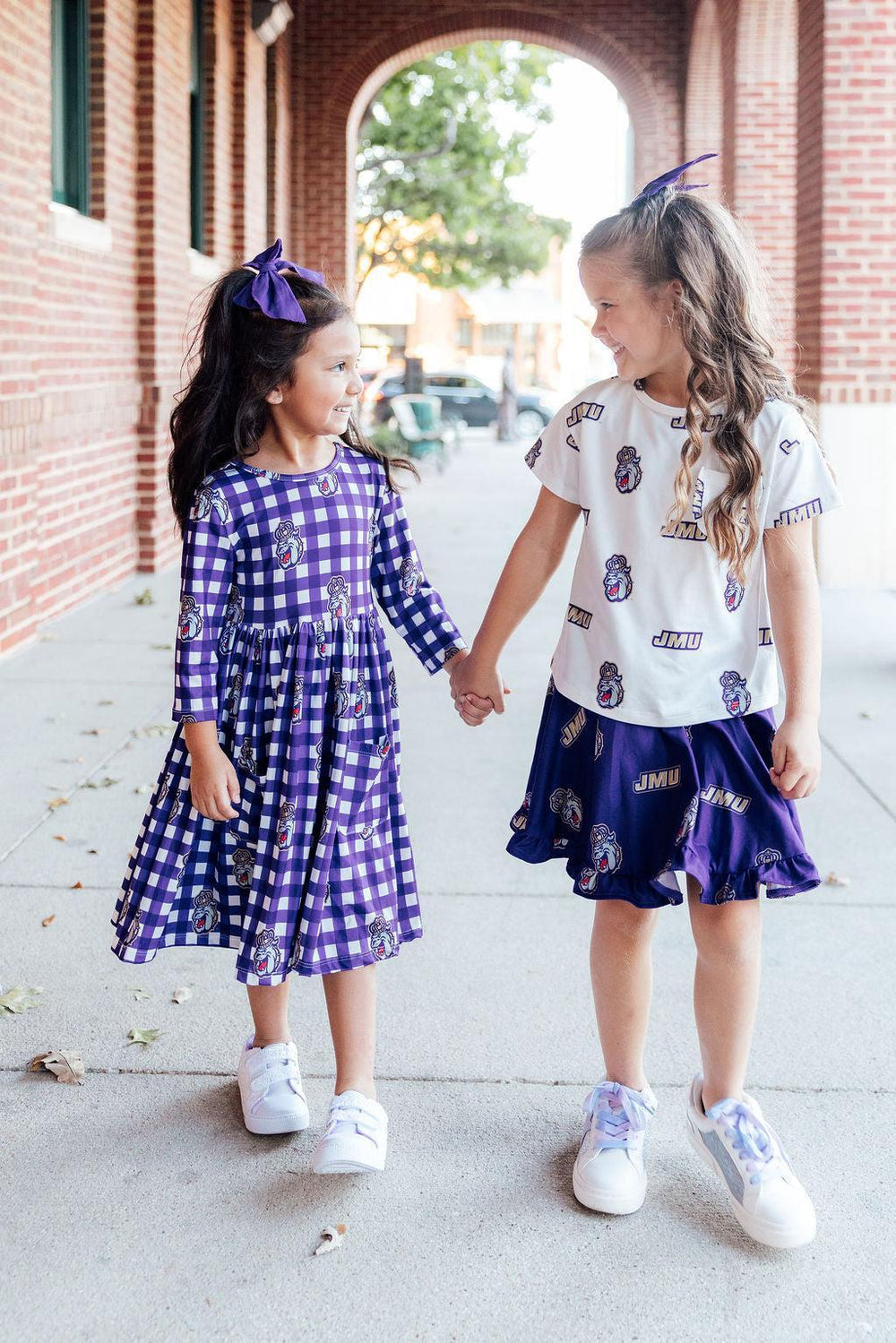 JMU Plaid Duke Dog 3/4 Sleeve Pocket Twirl Dress-Mila & Rose ®