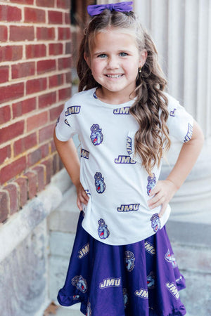 JMU White Duke Dog Ruffle Pocket Tee-Mila & Rose ®