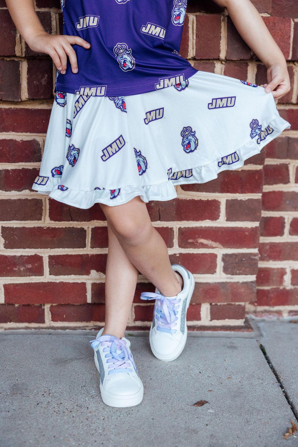 JMU White Duke Dog Twirl Skort-Mila & Rose ®