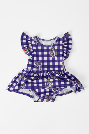 JMU Plaid Duke Dog Flutter Twirl Bodysuit-Mila & Rose ®