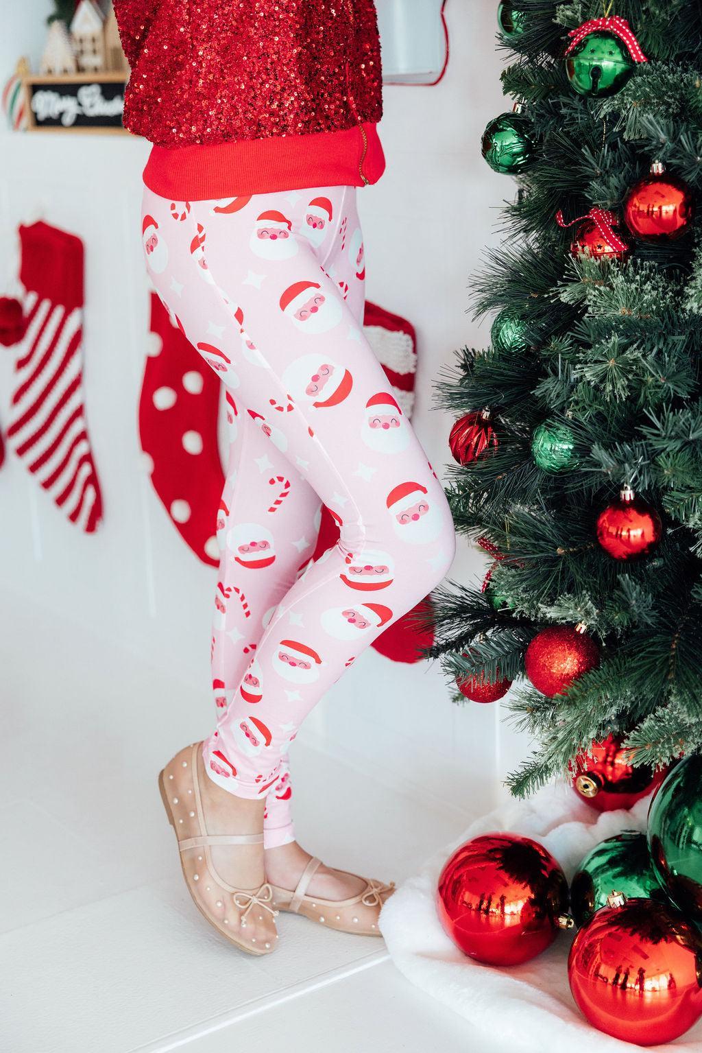 Christmas Candy Cane Striped Red and White Holiday Leggings