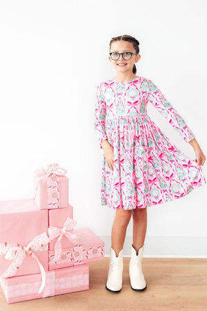 Jingle Bows L/S Pocket Twirl Dress-Mila & Rose ®