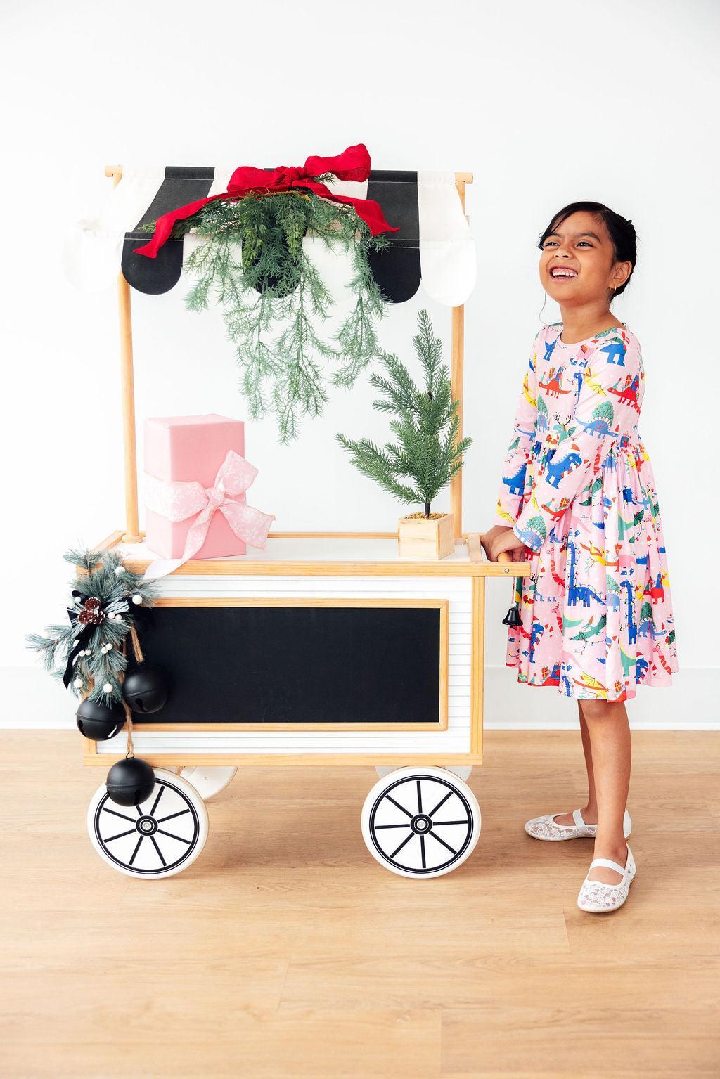 Jingle Saurus L/S Pocket Twirl Dress-Mila & Rose ®