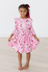 Jolly Old Saint Nick 3/4 Sleeve Ruffle Twirl Dress-Mila & Rose ®