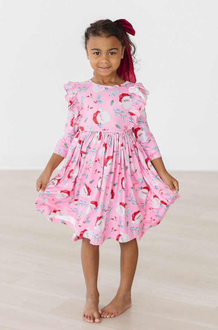 Jolly Old Saint Nick 3/4 Sleeve Ruffle Twirl Dress-Mila & Rose ®