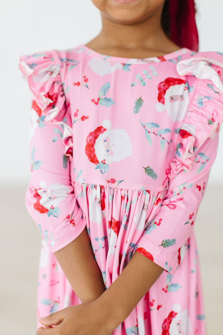 Jolly Old Saint Nick 3/4 Sleeve Ruffle Twirl Dress-Mila & Rose ®