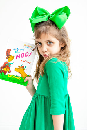 Kelly Green 3/4 Sleeve Pocket Twirl Dress-Mila & Rose ®