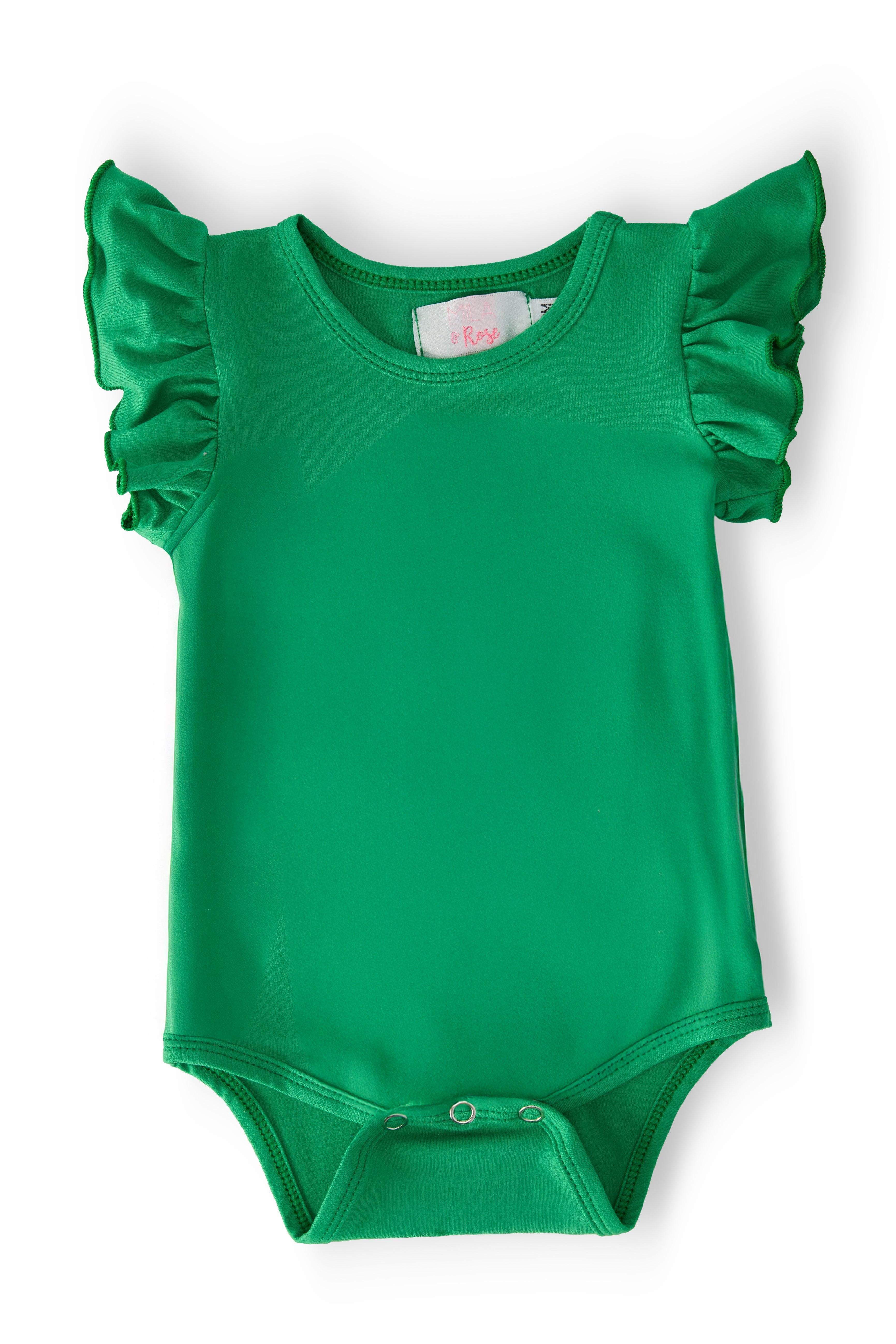 Kelly Green S/S Flutter Bodysuit-Mila & Rose ®