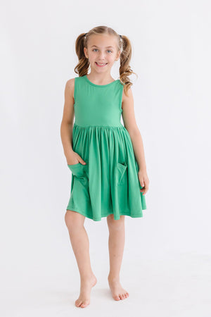 Kelly Green Tank Pocket Twirl Dress | Mila & Rose