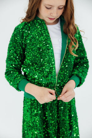 Kelly Green Velvet Sequin Jacket-Mila & Rose ®