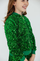Kelly Green Velvet Sequin Jacket-Mila & Rose ®