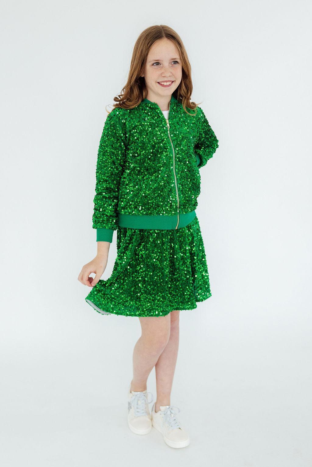 Kelly Green Velvet Sequin Jacket-Mila & Rose ®