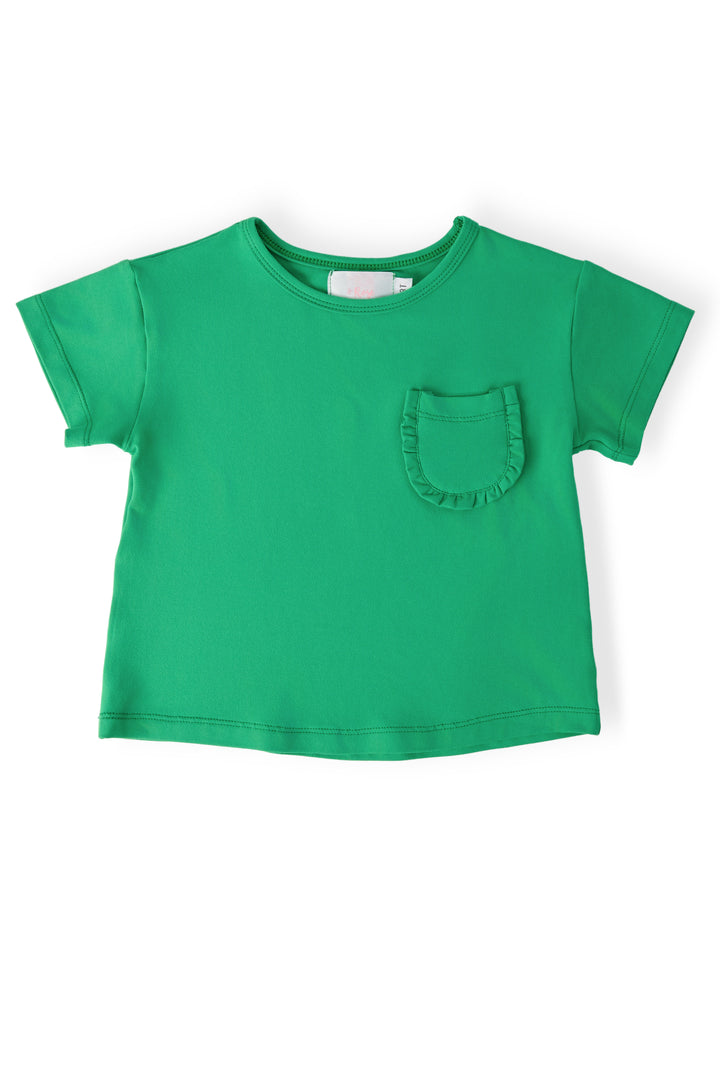 Kelly Green Ruffle Pocket Tee-Mila & Rose ®