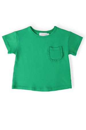 Kelly Green Ruffle Pocket Tee-Mila & Rose ®