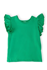 Kelly Green S/S Ruffle Tee-Mila & Rose ®