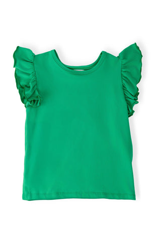 Kelly Green S/S Ruffle Tee-Mila & Rose ®