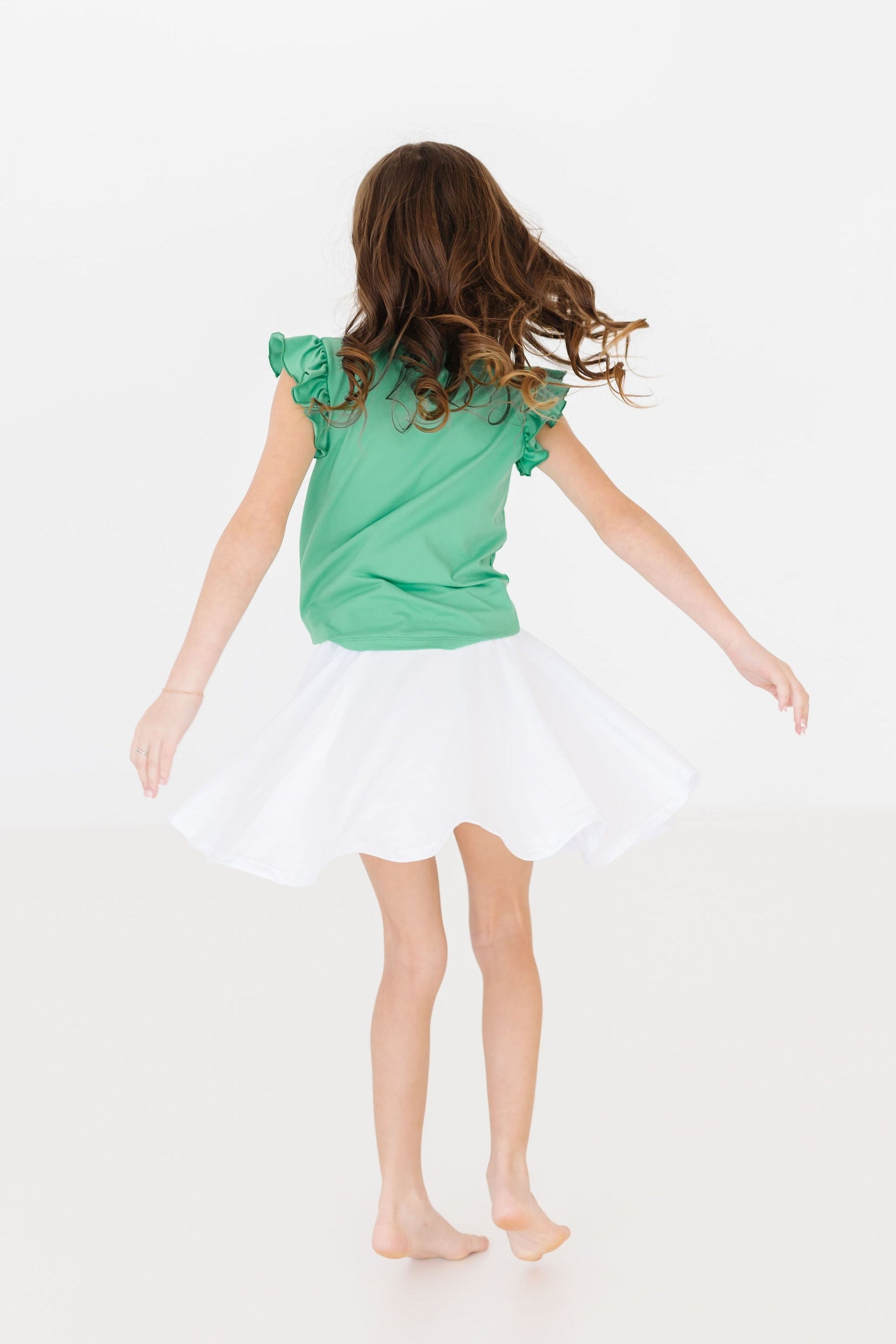 Kelly Green S/S Ruffle Tee-Mila & Rose ®