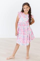 (L) Beachy Blooms Flutter Sleeve Twirl Dress-Mila & Rose ®
