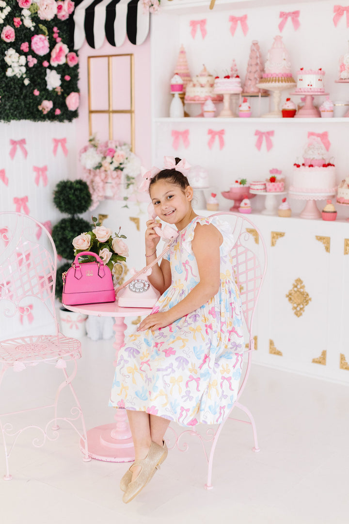 (L) Bow-tastic Flutter Sleeve Twirl Dress-Mila & Rose ®
