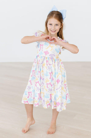 (L) Bow-tastic Flutter Sleeve Twirl Dress-Mila & Rose ®