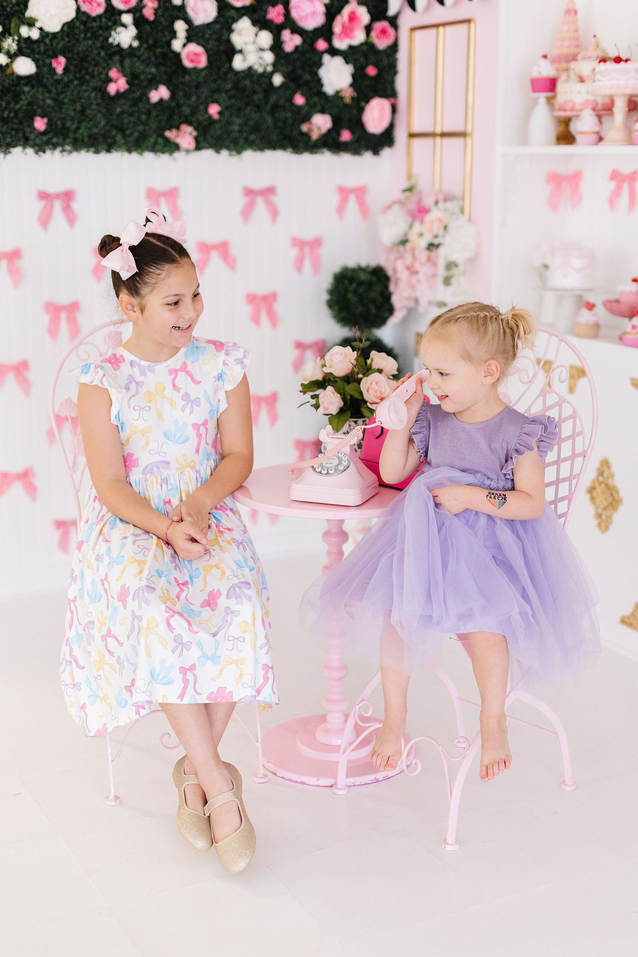 (L) Bow-tastic Flutter Sleeve Twirl Dress-Mila & Rose ®