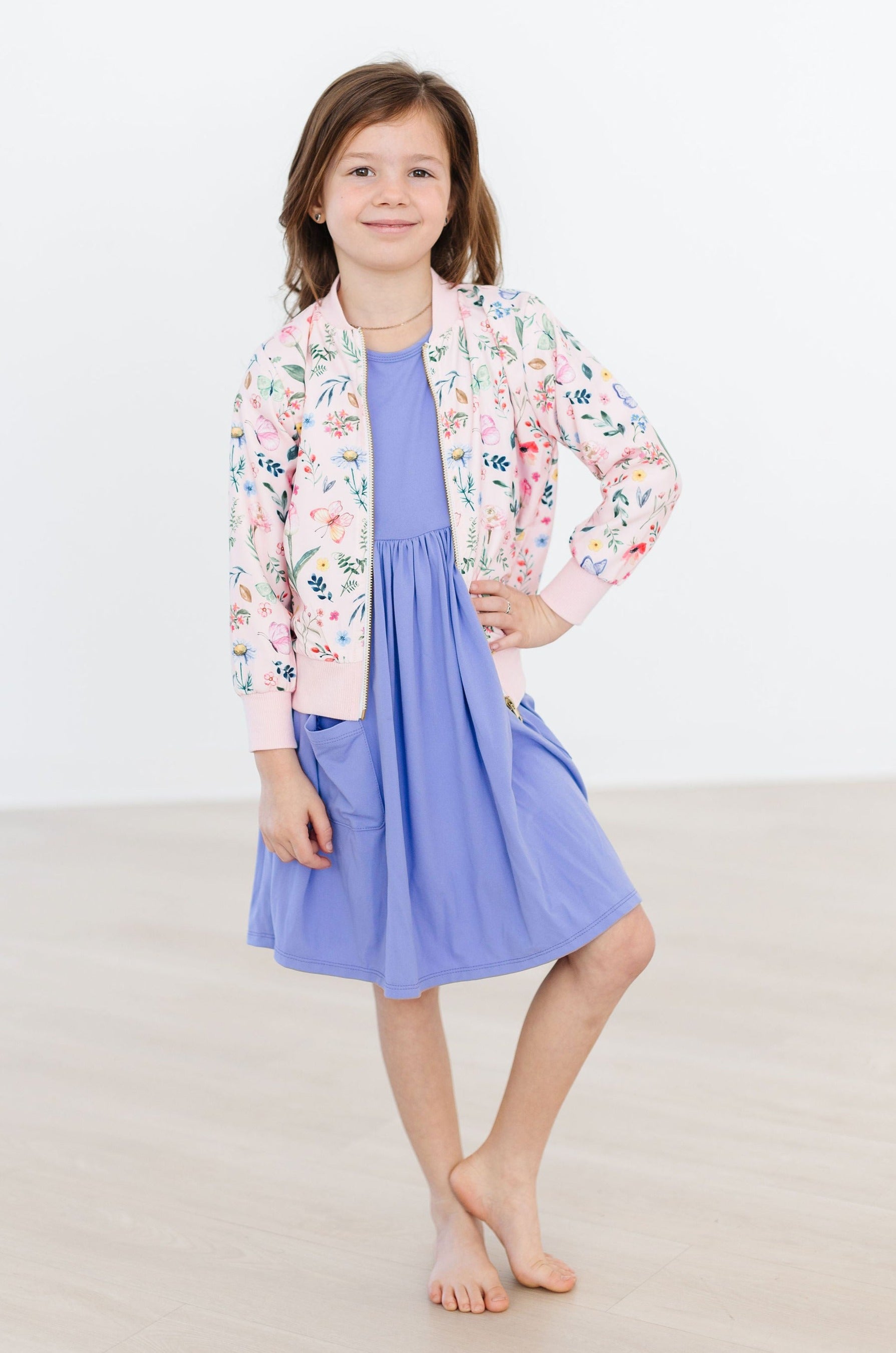 (L) Butterfly Meadows Satin Jacket-Mila & Rose ®