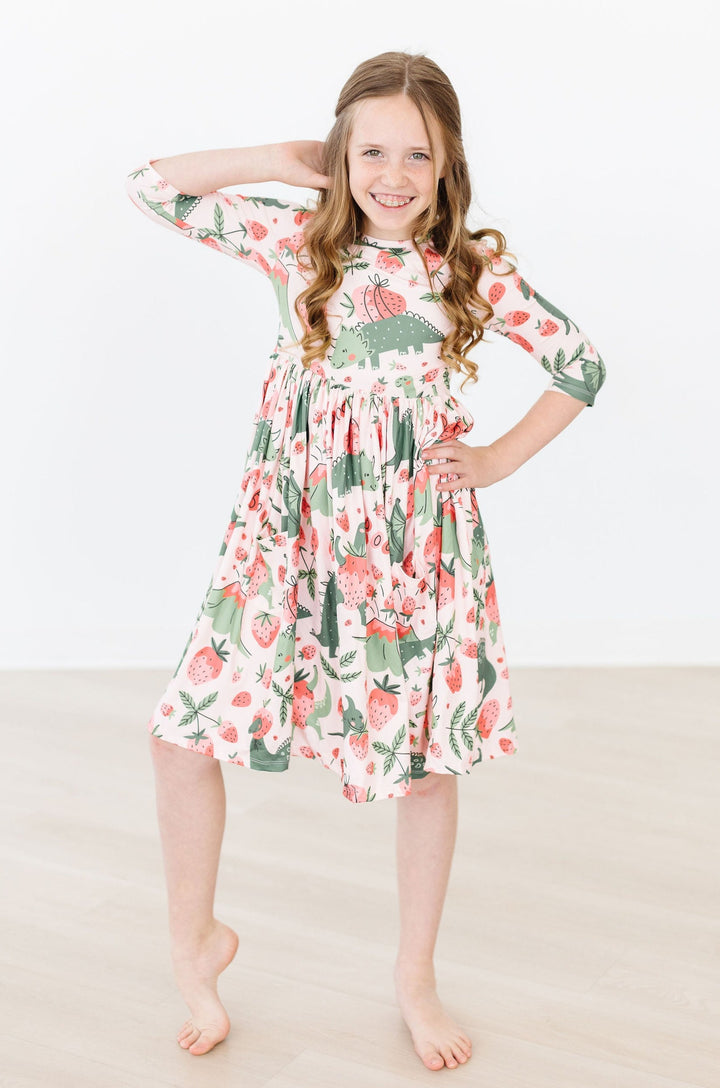 Hear Me Roar 3/4 Sleeve Pocket Twirl Dress-Mila & Rose ®