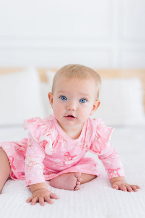 (L) Howdy 3/4 Sleeve Flutter Twirl Bodysuit-Mila & Rose ®