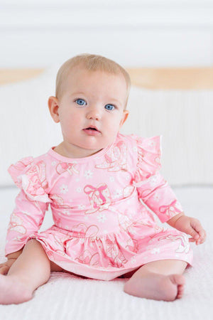 (L) Howdy 3/4 Sleeve Flutter Twirl Bodysuit-Mila & Rose ®