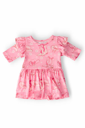 (L) Howdy 3/4 Sleeve Flutter Twirl Bodysuit-Mila & Rose ®