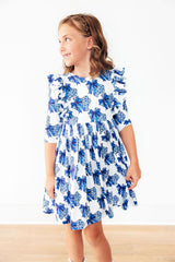 (L) Lone Star 3/4 Sleeve Ruffle Twirl Dress-Mila & Rose ®