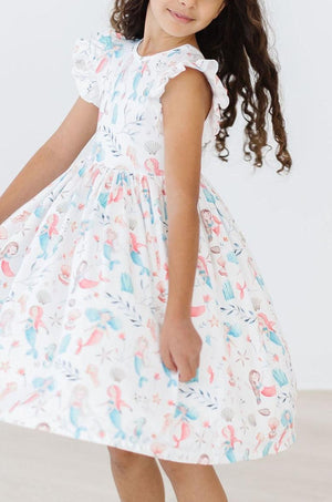 (L) Mermaid Friends Flutter Sleeve Twirl Dress-Mila & Rose ®