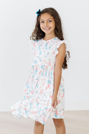 (L) Mermaid Friends Flutter Sleeve Twirl Dress-Mila & Rose ®
