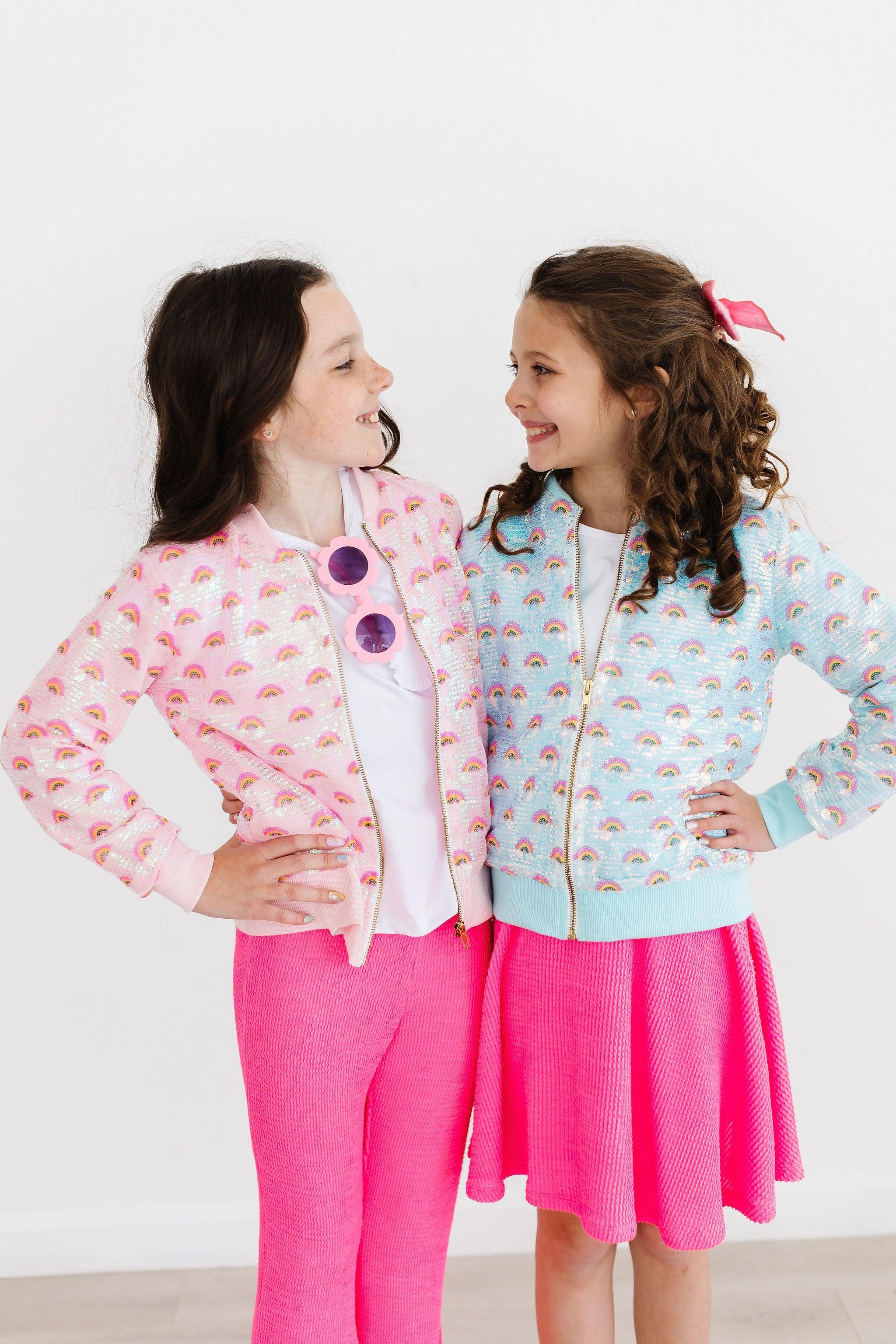 (V) Mint Rainbow Sequin Jacket-Mila & Rose ®